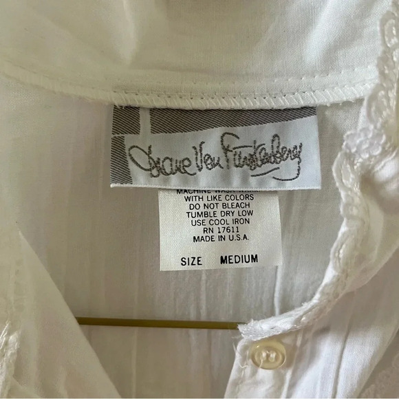 Vintage NWT 80s DVF Diane Von Furstenberg White Frilly Lace Nightgown Dress Sz M - Picture 4 of 11